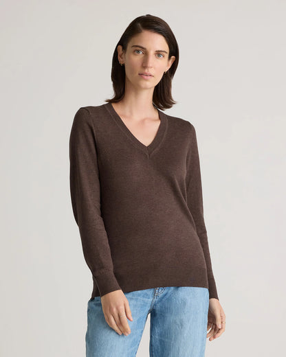 Lightweight Cotton Cashmere V-Neck Sweater - XS / Sugar Stone