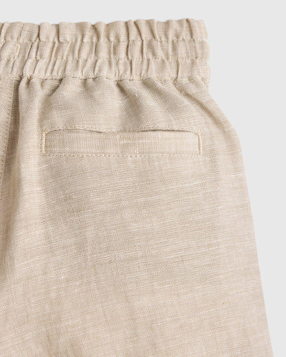 100% European Linen Drawstring Shorts - 2T / Vintage Pink Chambray