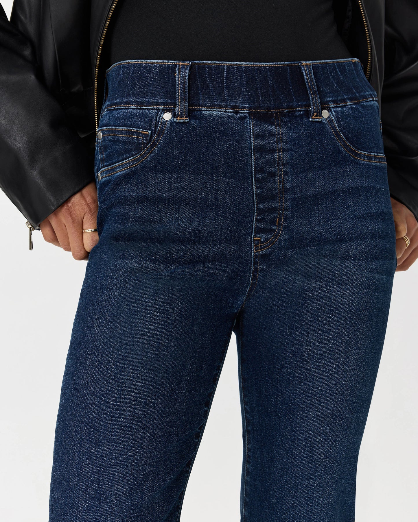 Nina Stretch Pull-On Kick Flare Jeans - XS / Raven Black