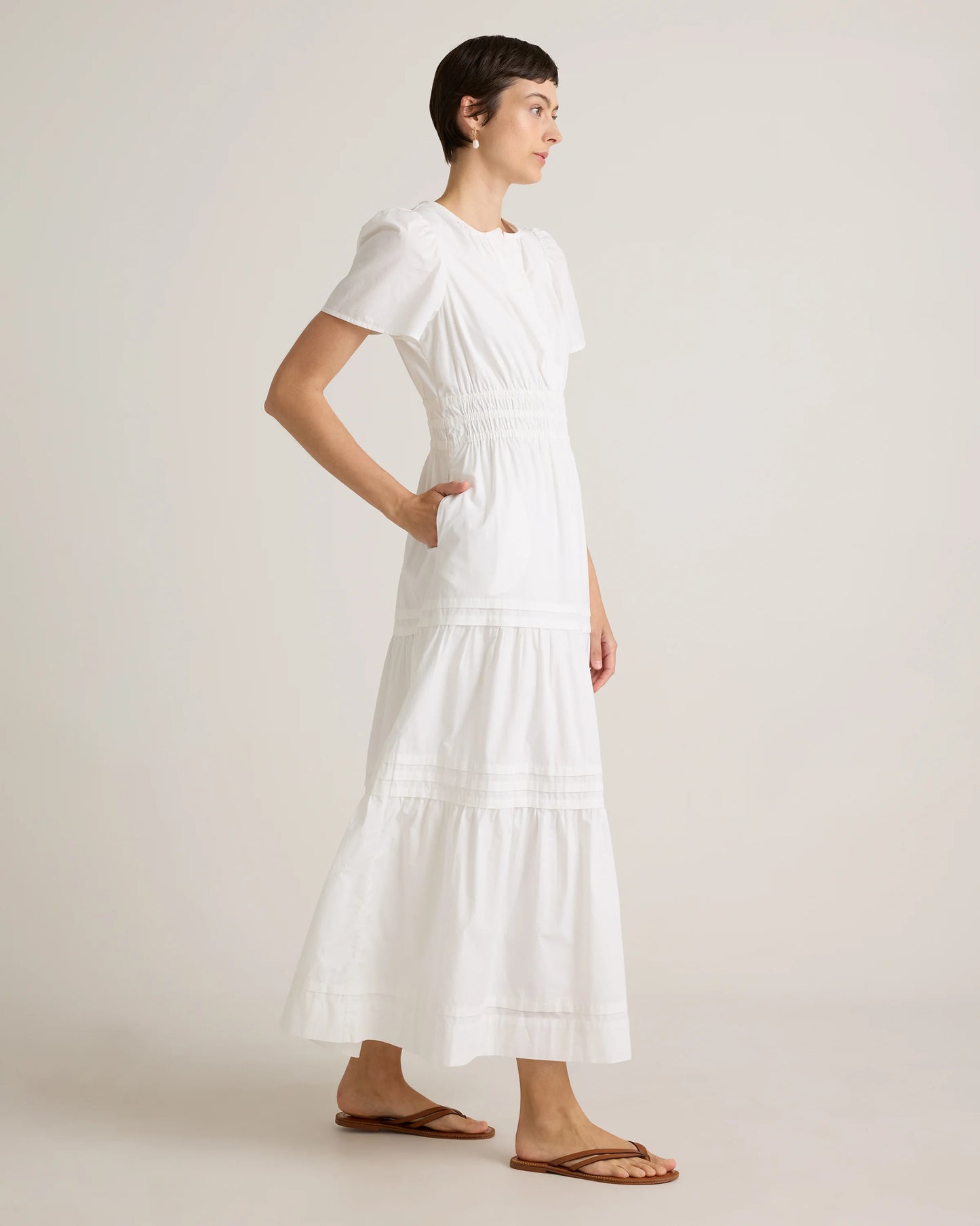 100% Organic Cotton Poplin Tiered Maxi Dress - XS / Riviera Blue Heirloom Floral