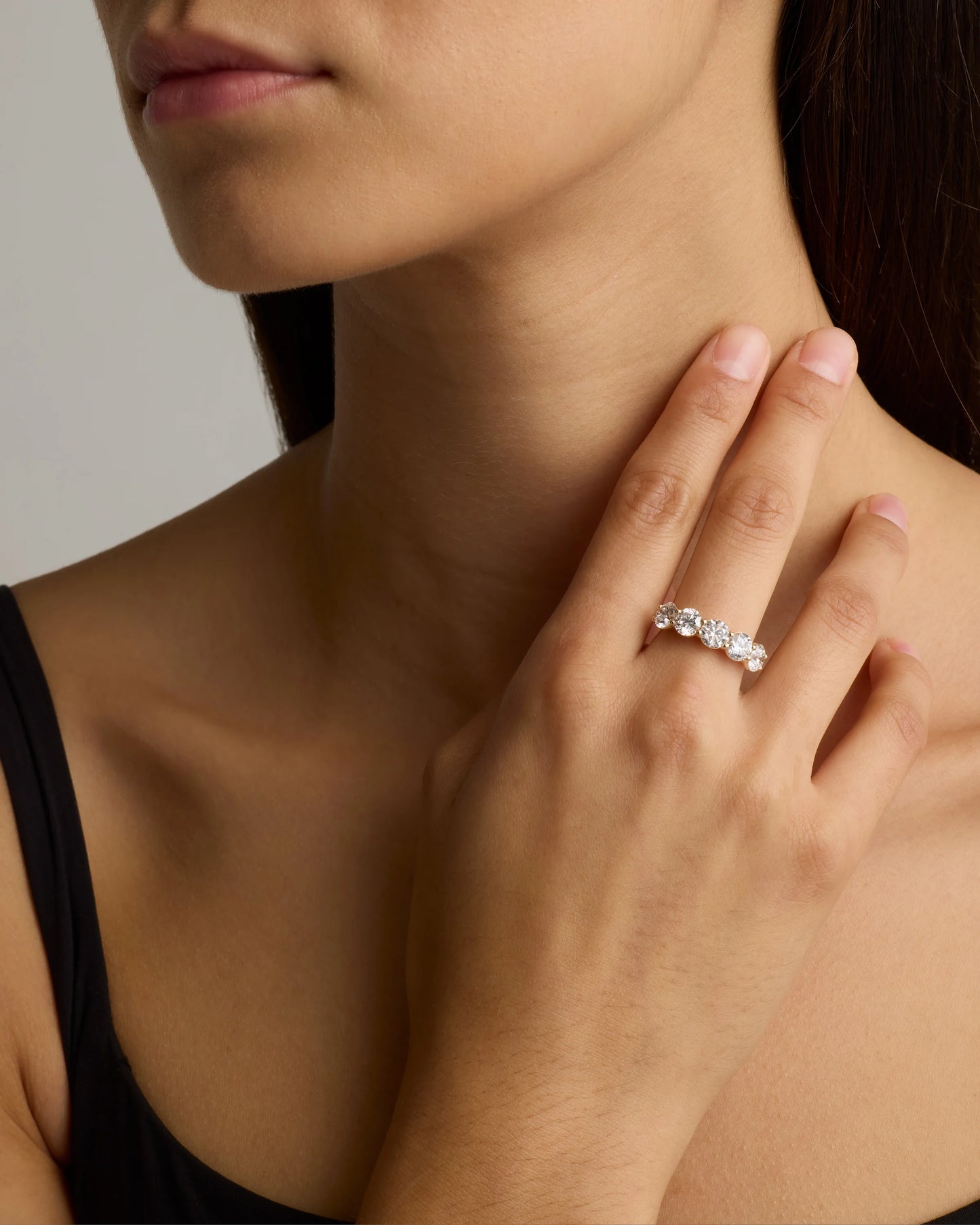 Lab Grown Diamond Five Stone Band - 4 / Yellow Gold