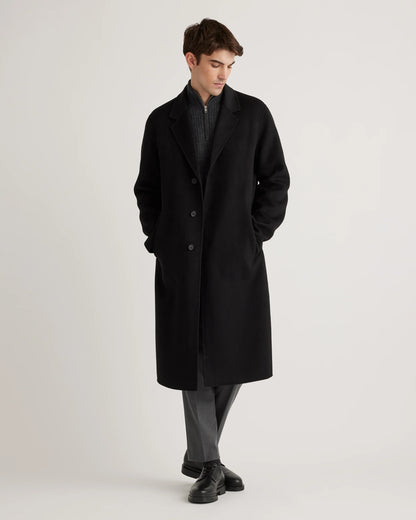 100% Mongolian Cashmere Double-Faced Overcoat - S / Black