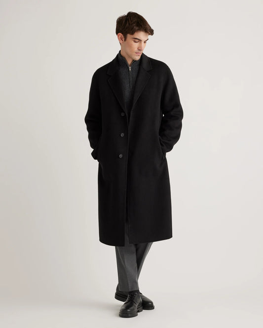100% Mongolian Cashmere Double-Faced Overcoat - S / Black