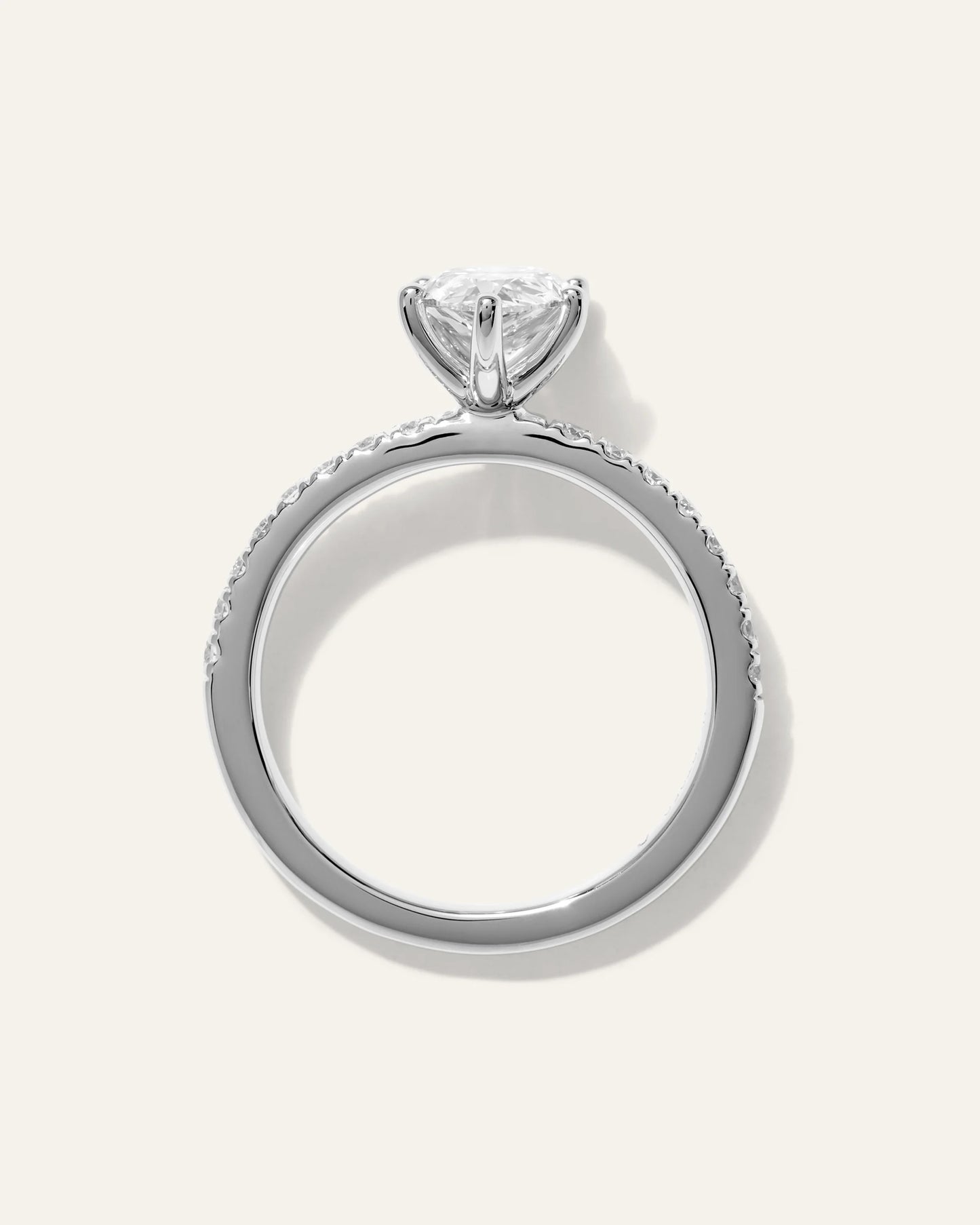 Lab Grown Diamond Pear Petite Pave Engagement Ring - 1.5ct - 4 / Yellow Gold
