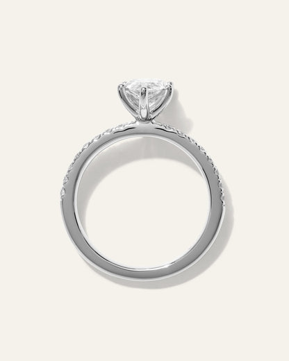 Lab Grown Diamond Pear Petite Pave Engagement Ring - 1.5ct - 4 / Yellow Gold