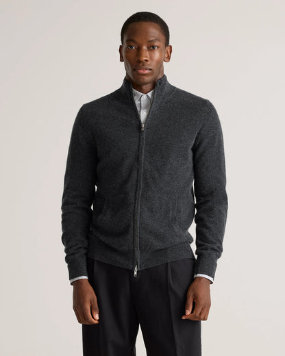 Mongolian Cashmere Full Zip Sweater - S / Teak