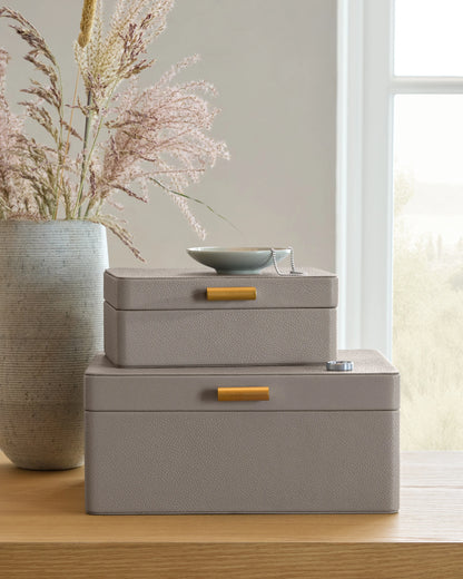 Shagreen Leather Decorative Boxes (Set of 2) - Set of 2 / Blush