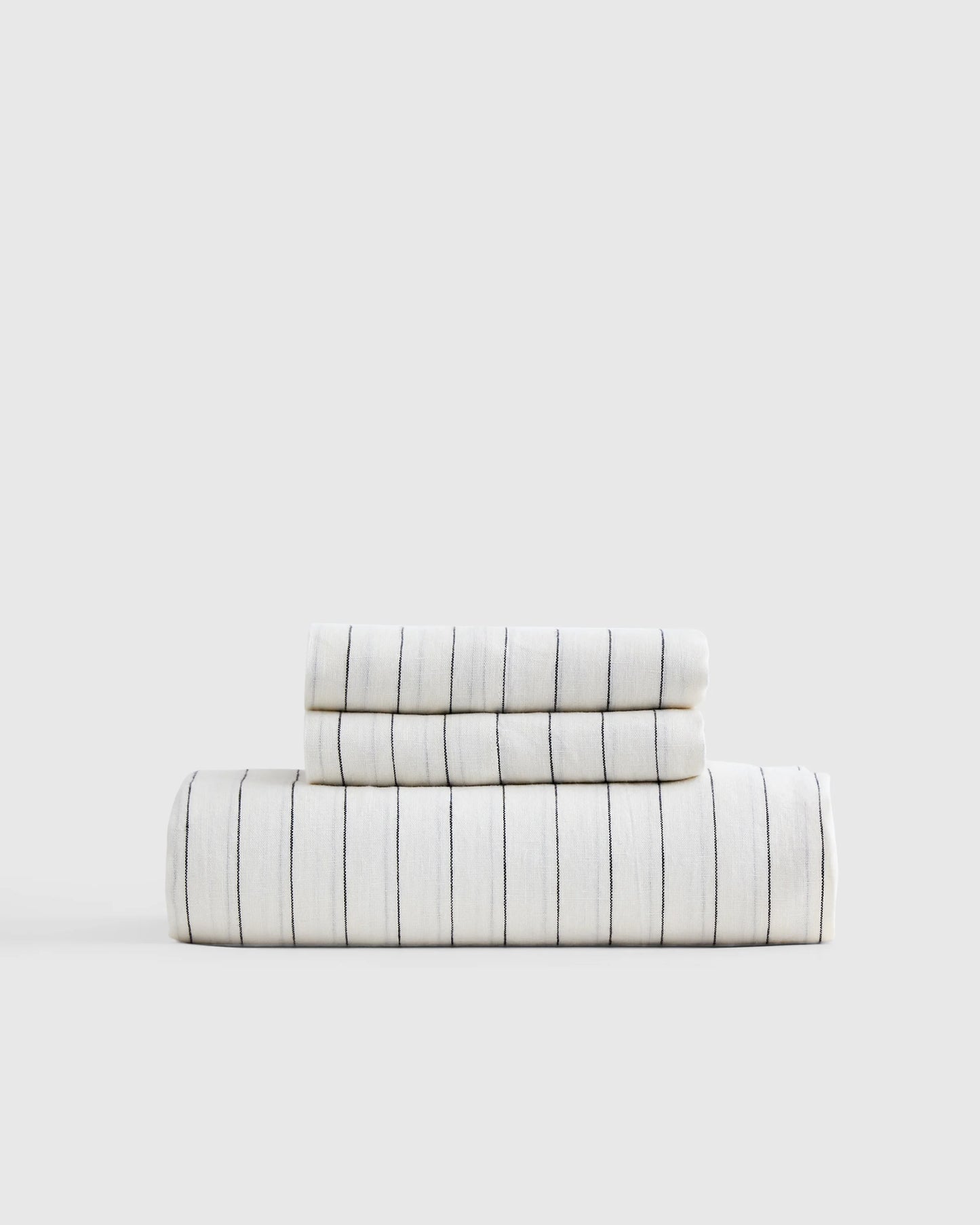 European Linen Stripe Fitted Sheet Set - Twin / Grey/White Stripe