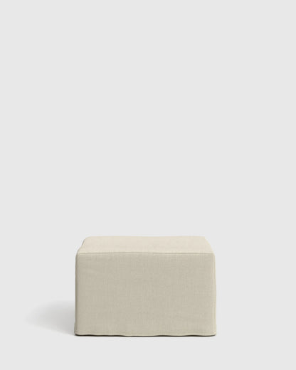 Ellery Slipcover Ottoman in Performance Linen - One Size / Sand