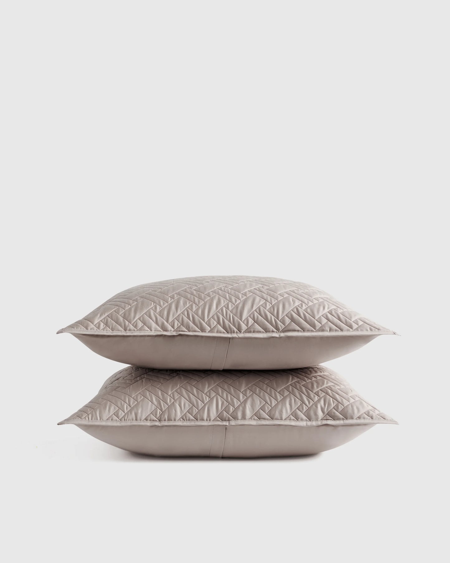 Organic Cotton Basketweave Quilted Sham Set - Standard / Mineral