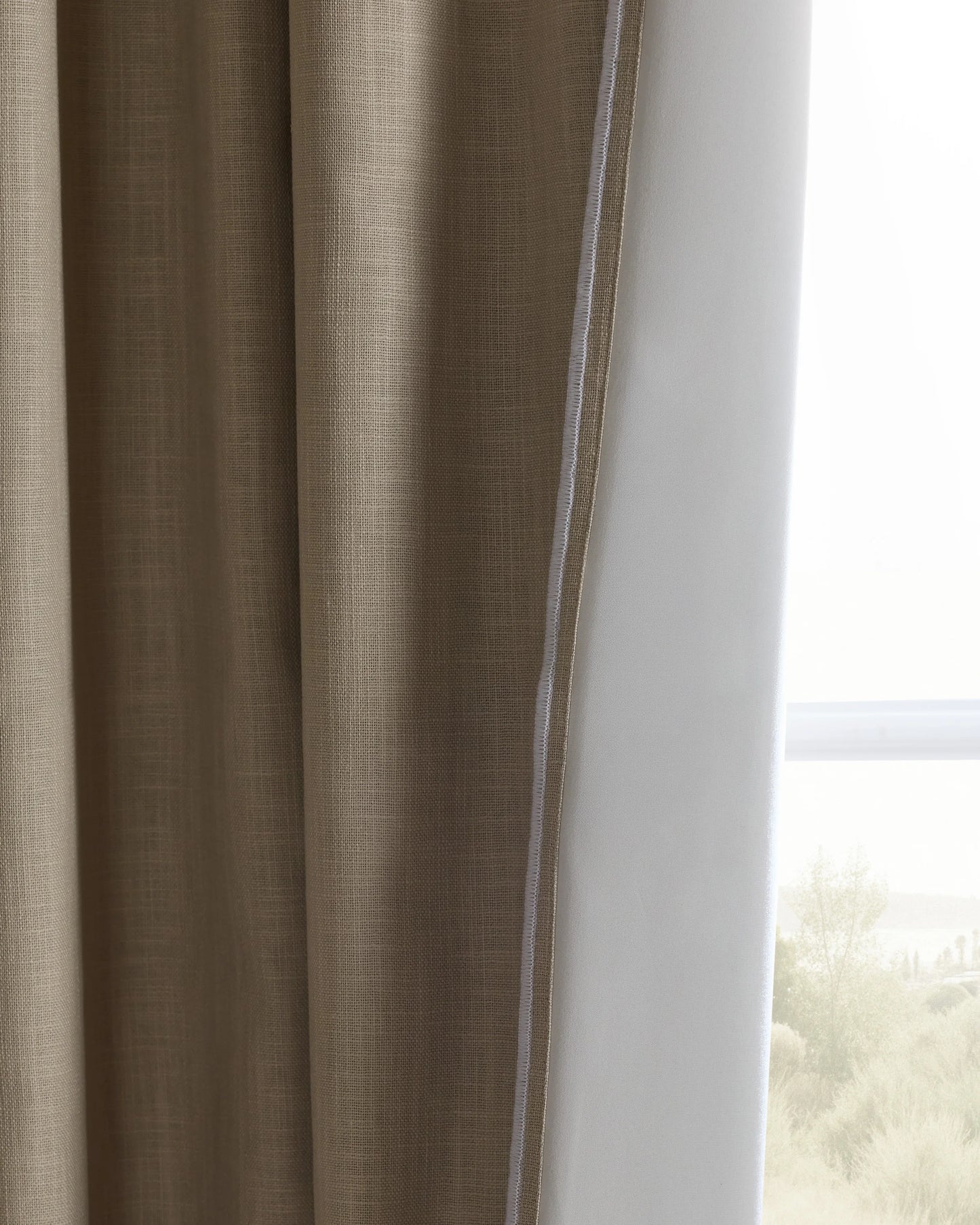 Piped Edge Cotton True Blackout Curtain - Single Panel - 48x84 / Natural/White Piping