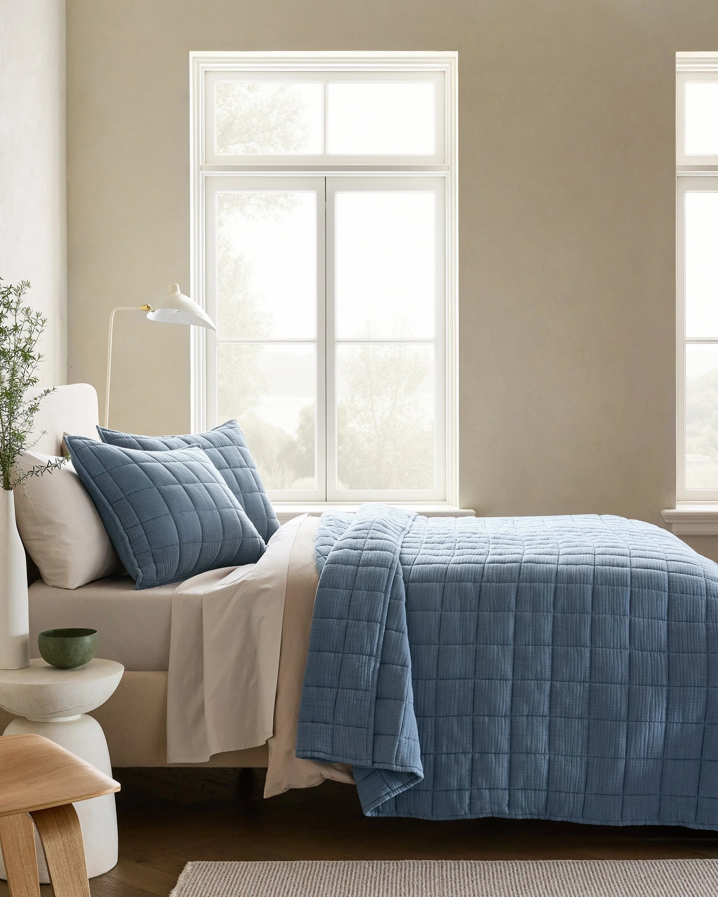 Organic Cotton Gauze Box Quilt - Twin / Mineral
