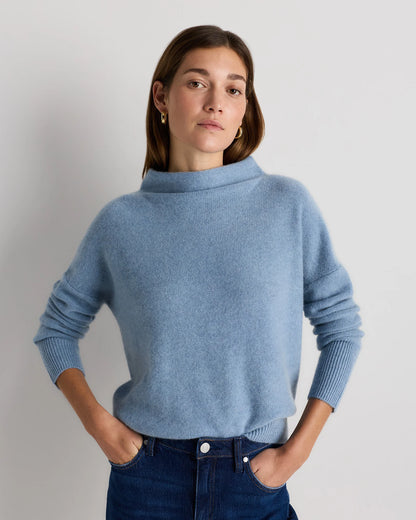 Mongolian Cashmere Funnel Neck Sweater - XS / Heather Grey