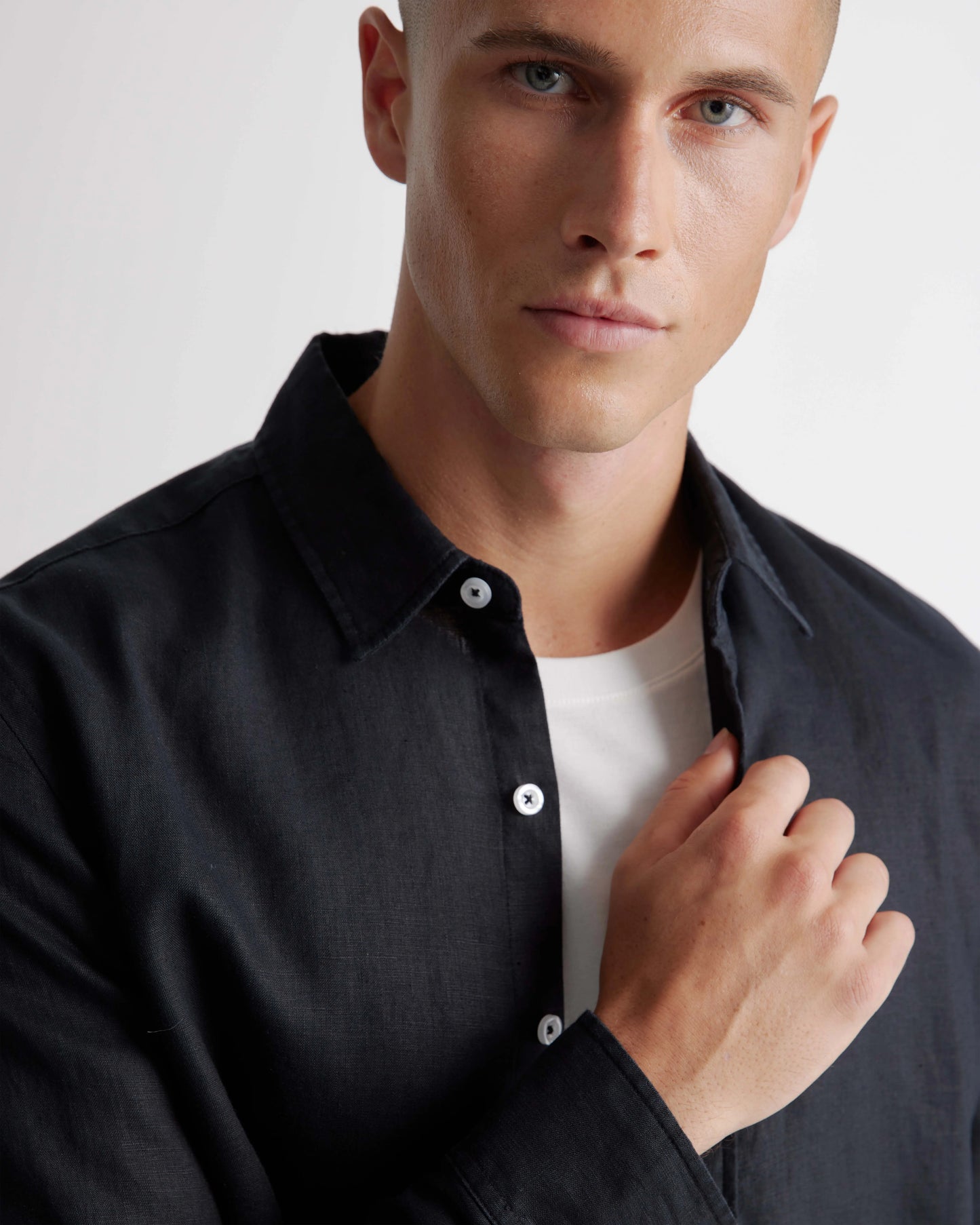 100% European Linen Relaxed Long Sleeve Shirt - XS / Flax