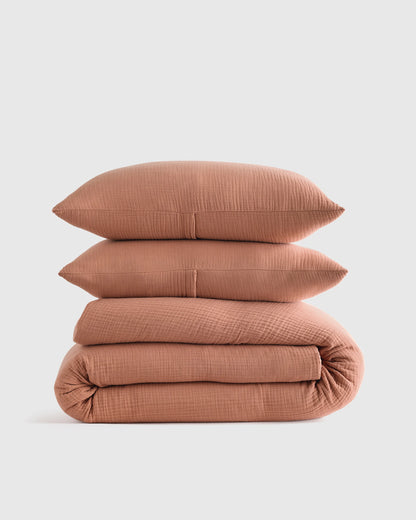 Organic Cotton Gauze Duvet Cover Set - Twin / Dried Sage