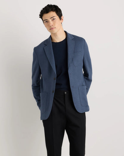 Organic Cotton Terry Knit Blazer - S / Heather Navy