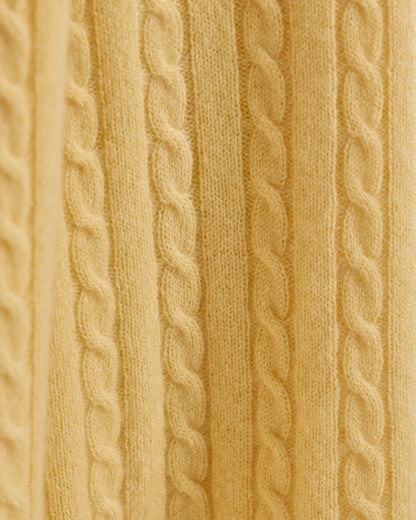 Cable Knit Cashmere Throw - 50x70 / Limoncello