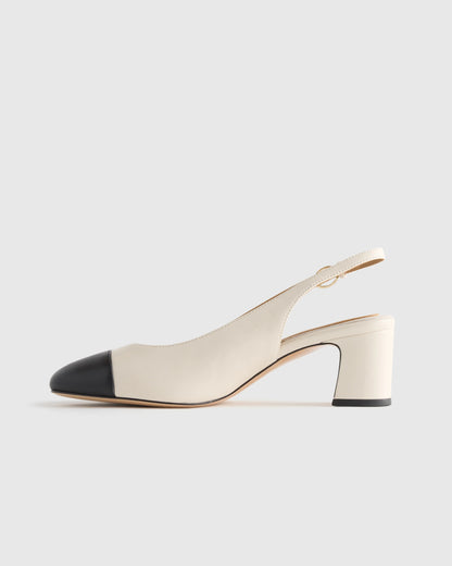 Italian Leather 65mm Cap Toe Slingback - 5 / Cashew