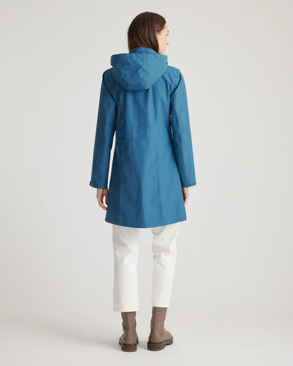 Weather Proof Long Rain Shell Jacket - XS / Ink Blue