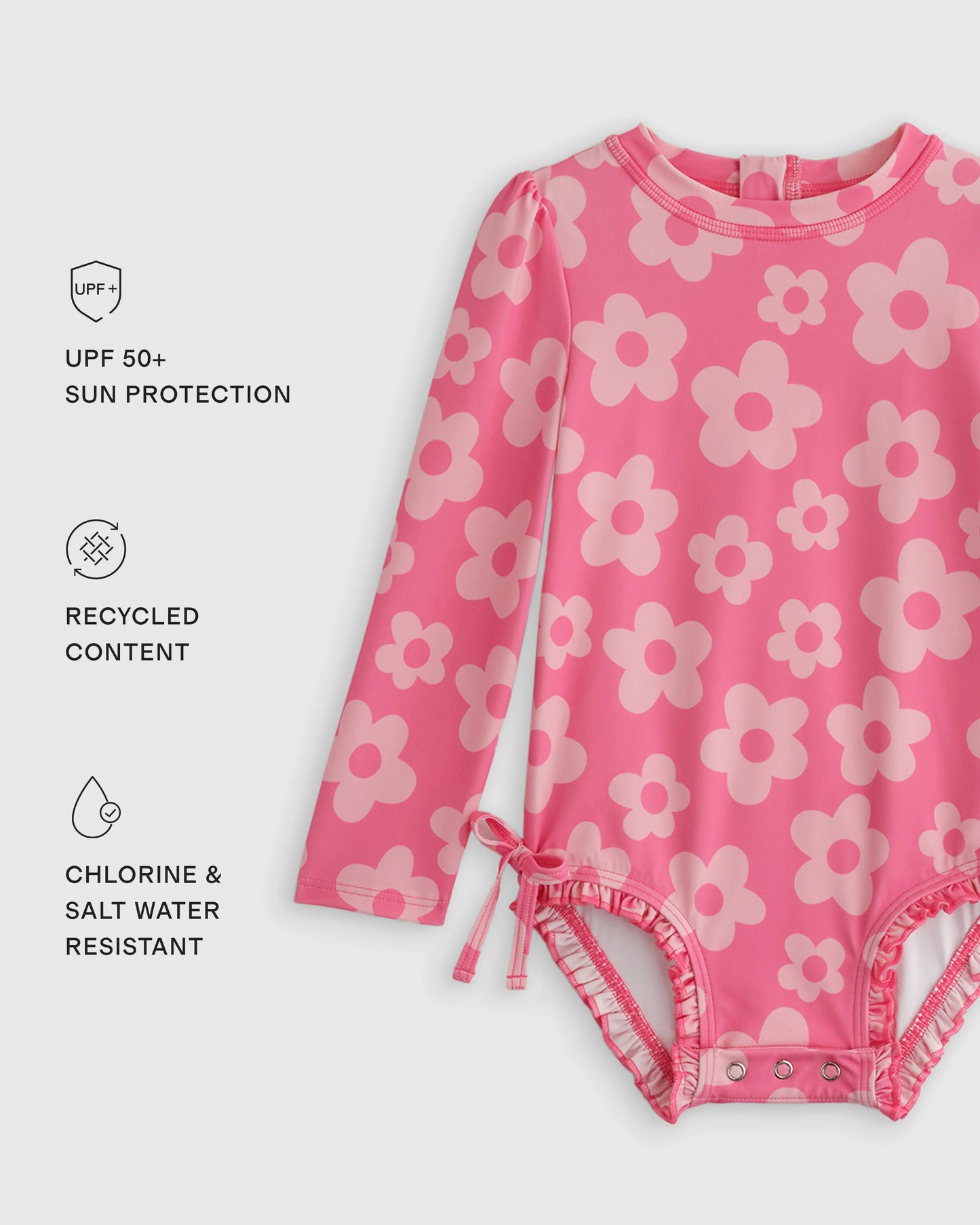 Long Sleeve Tie One-Piece Swimsuit - 0-3M / Soft Ditsy Floral