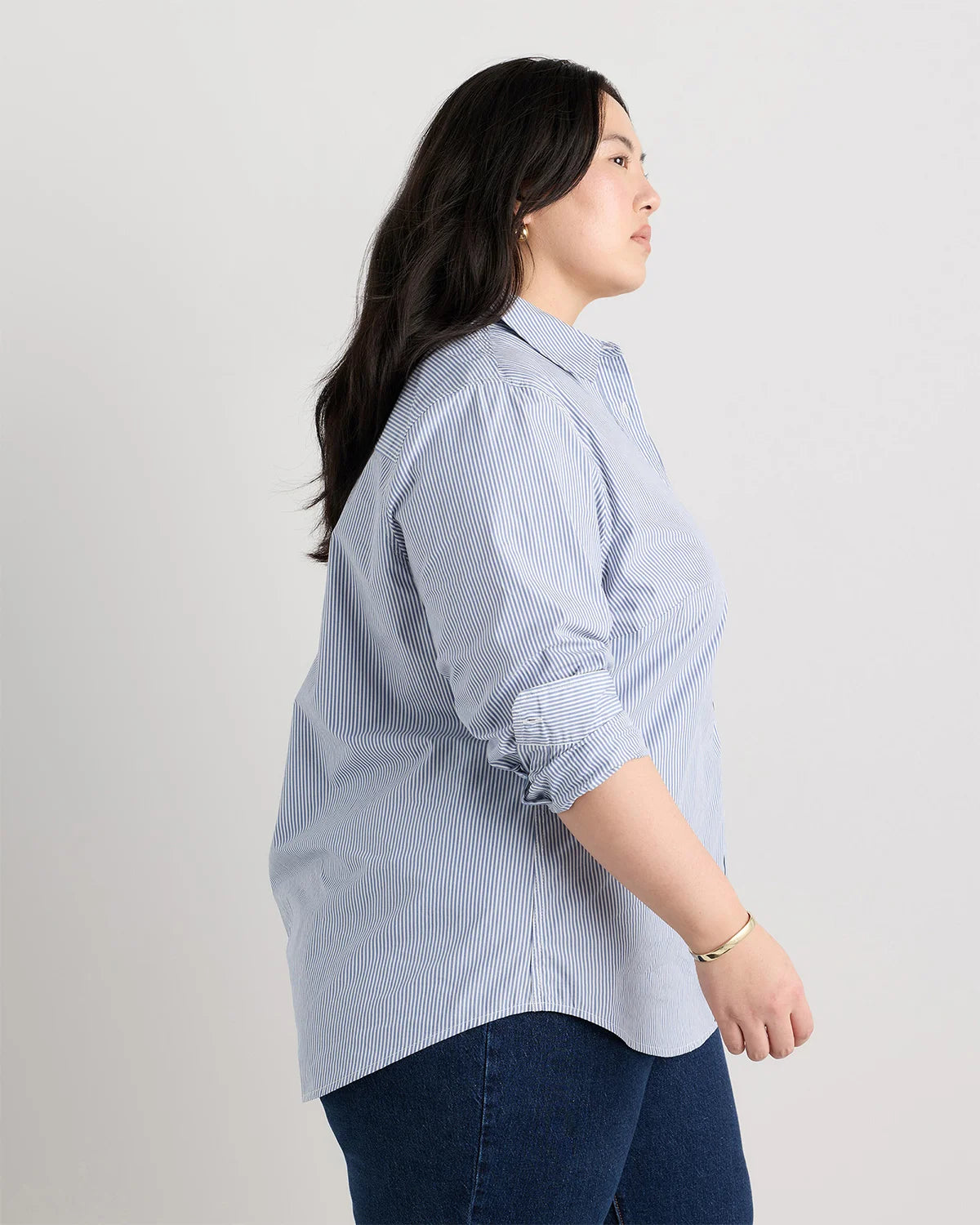 100% Organic Cotton Poplin Long Sleeve Shirt - 1X / Classic White