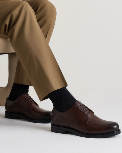 Calfskin Leather Derby - 7 / Brandy