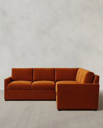 Brennan L Sectional in Performance Velvet - 99x99 / Taupe