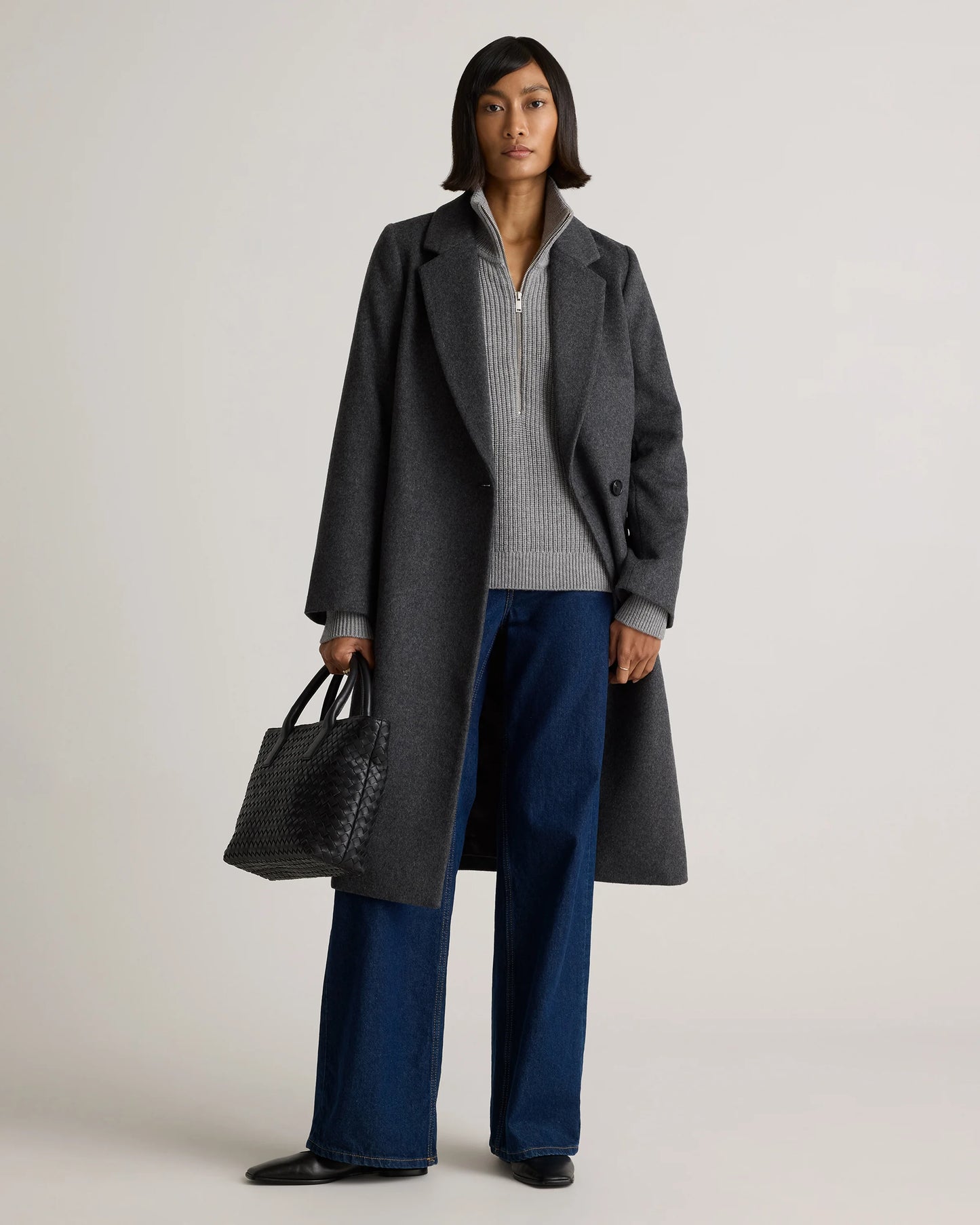 Australian Merino Wool Half Zip Sweater - XS / Heather Grey
