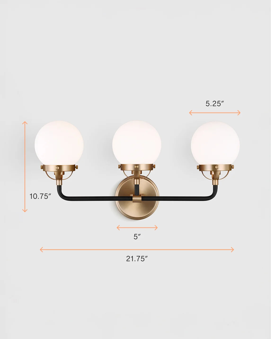 Triple Globe Steel Sconce - One Size / Black