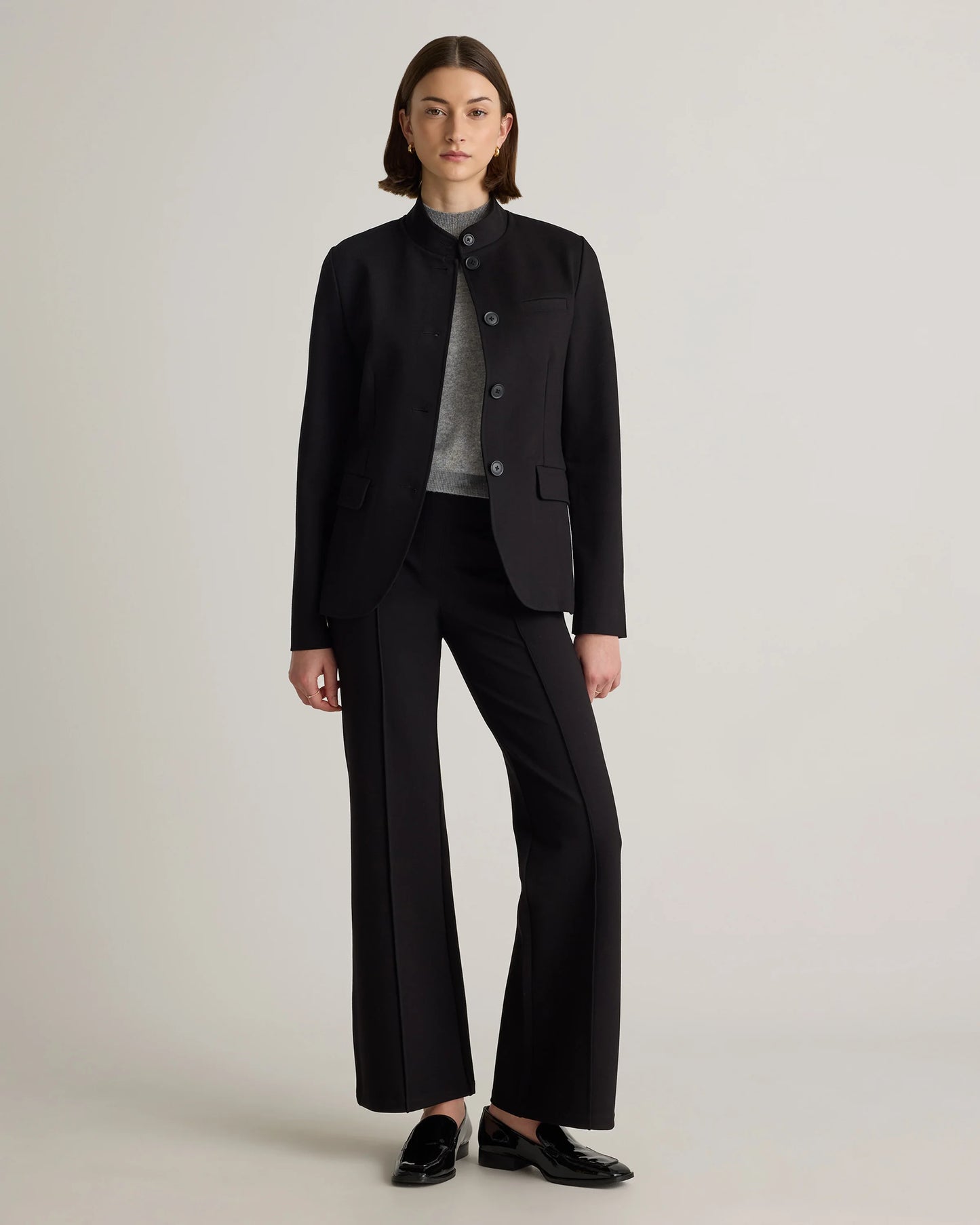 Ultra-Stretch Ponte Stand Collar Blazer - XS / Navy