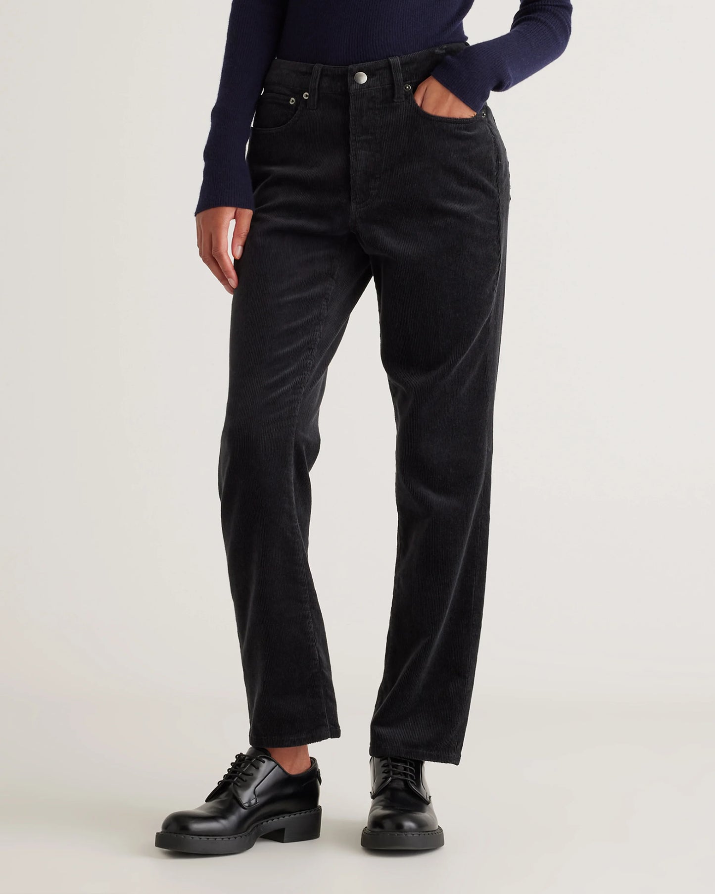 Organic Stretch Corduroy Straight Leg Pants - 0 / Espresso