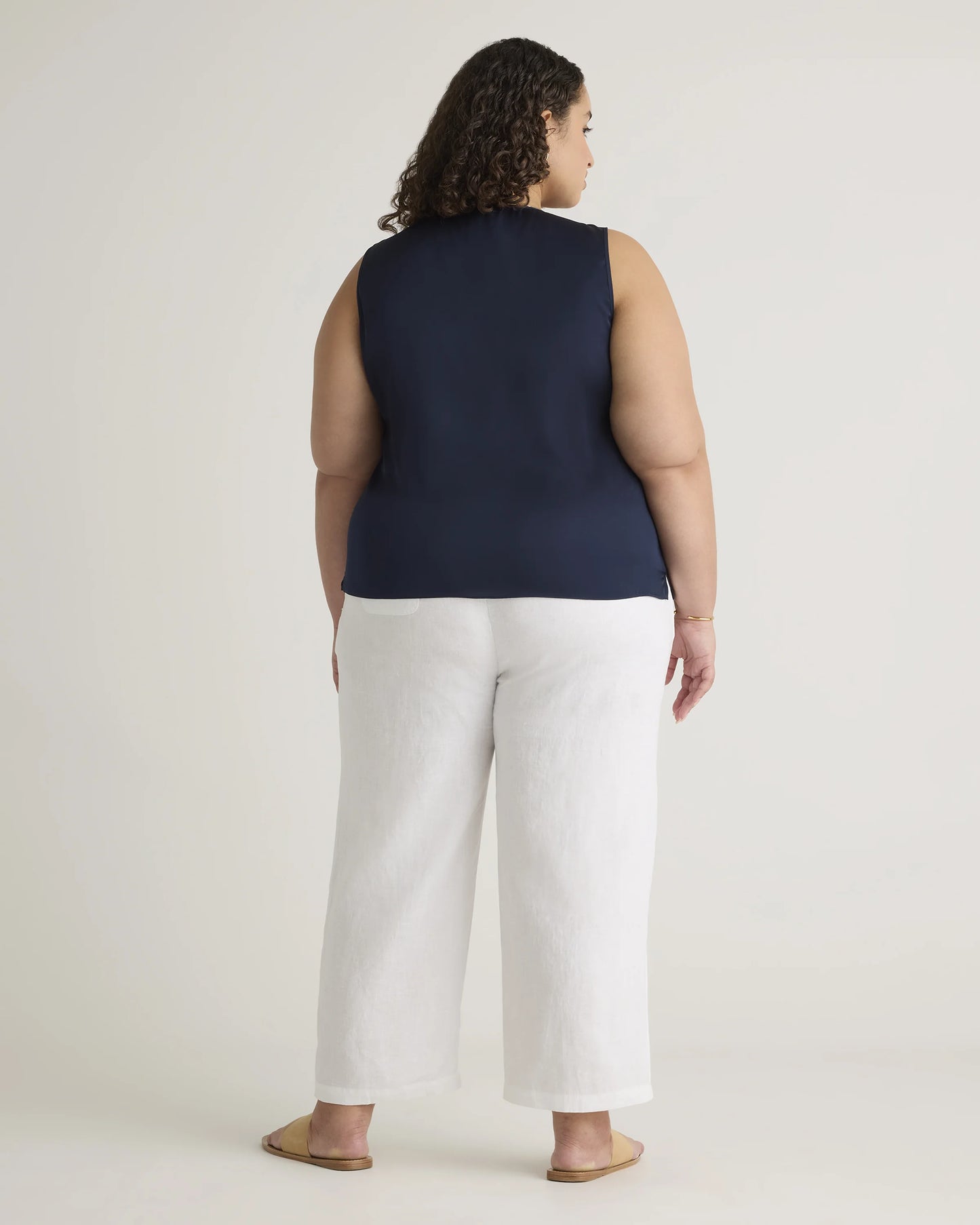 Washable Stretch Silk Tank - 1X / Navy