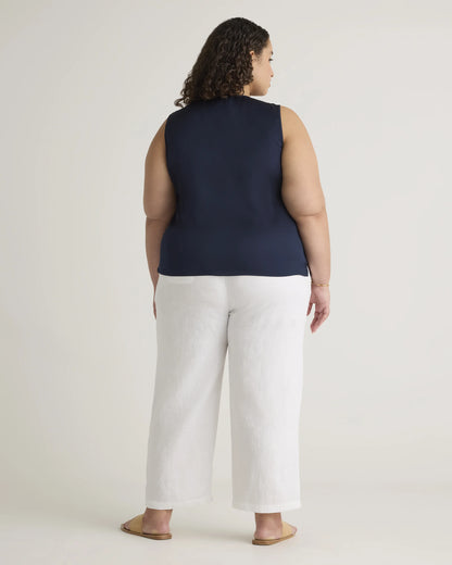 Washable Stretch Silk Tank - 1X / Navy