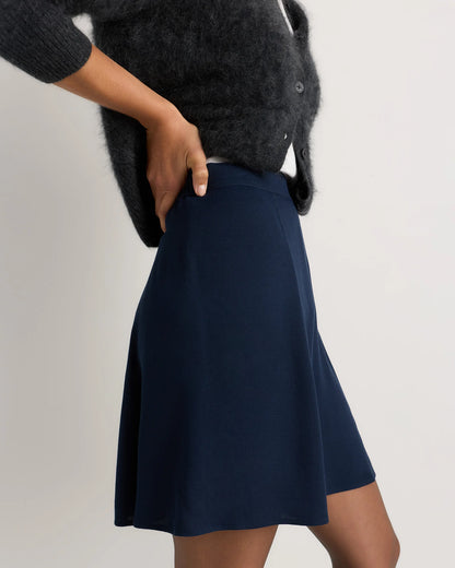 Lightweight Crepe A-Line Mini Skirt - XS / Moonstone Blue