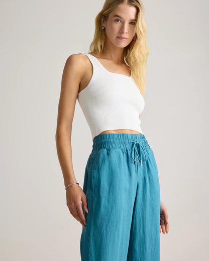 100% European Linen Wide Leg Pants - XS / Bayberry Olive