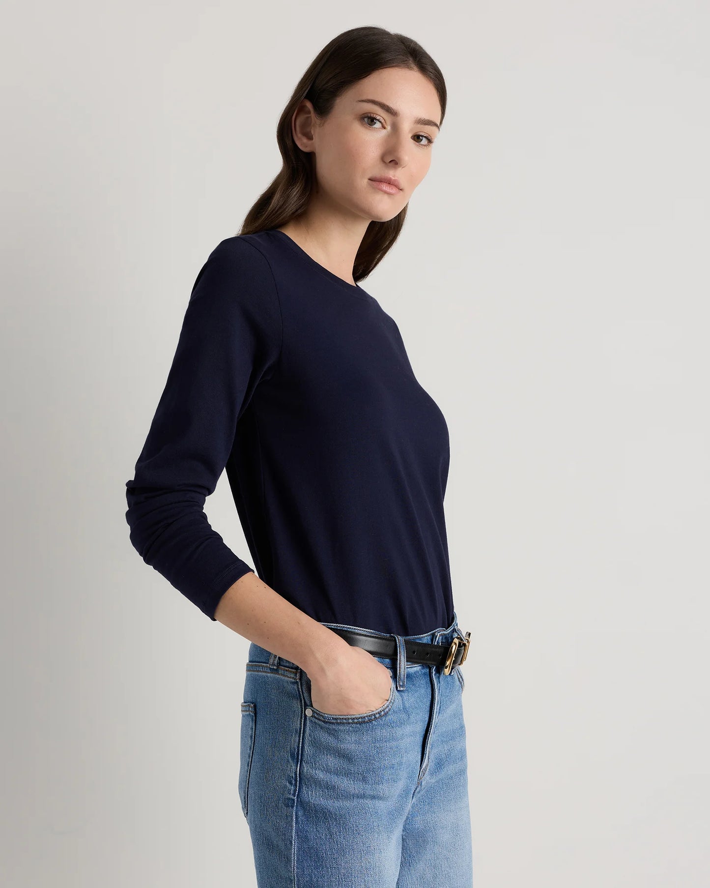 100% Organic Cotton Long Sleeve Swing Tee - XS / Classic White