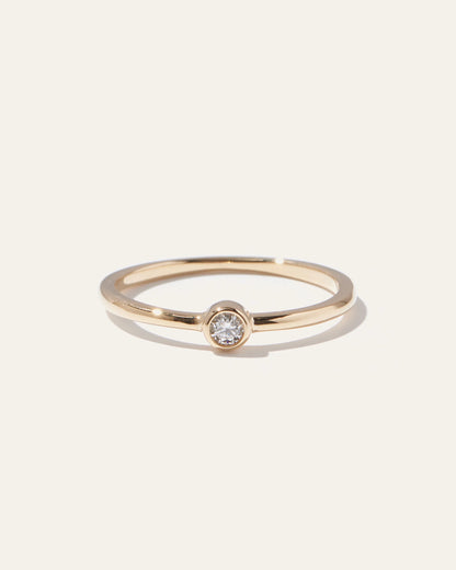 14K Gold Solo Diamond Bezel Ring - 4 / Yellow Gold