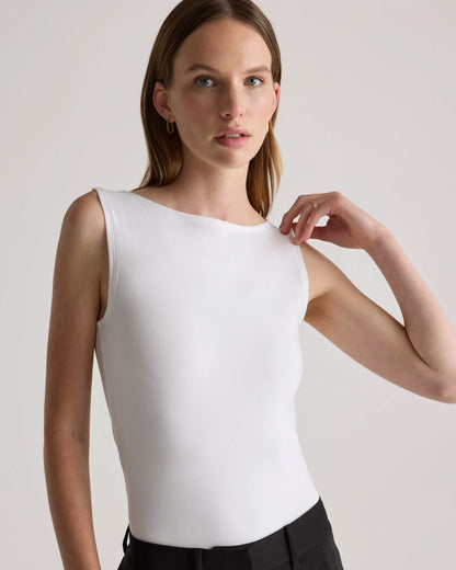 Stretch Cotton Jersey Boat Neck Tank - XS / Heather Grey
