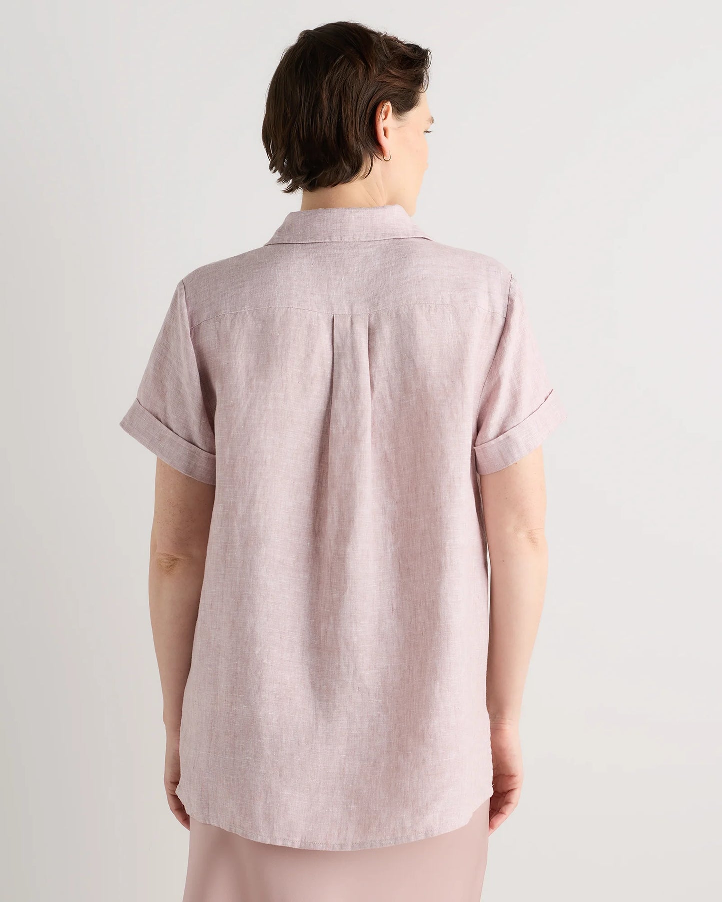 100% European Linen Maternity Camp Shirt - XS / Blue Pinstripe