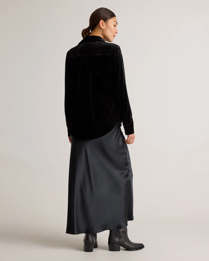 Stretch Silk Velvet Long Sleeve Shirt - XS / Dogwood