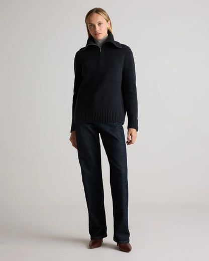Luxe Baby Cashmere Quarter Zip Sweater - XS / Creamy Cortado