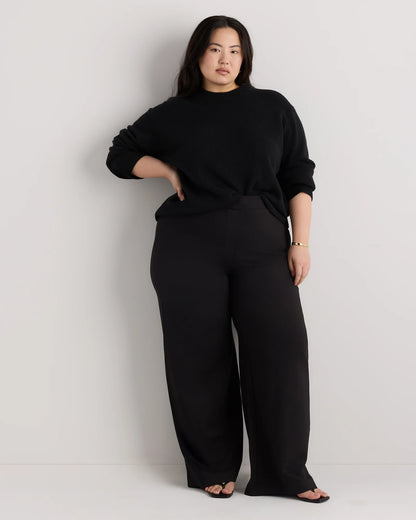 Ultra-Stretch Ponte Wide Leg Pants - 1X / Black