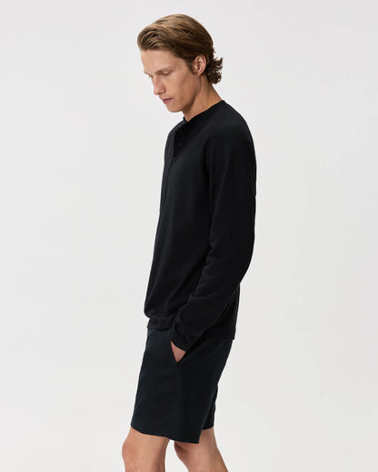 100% Organic Cotton Slub Long Sleeve Henley - S / Deep Navy