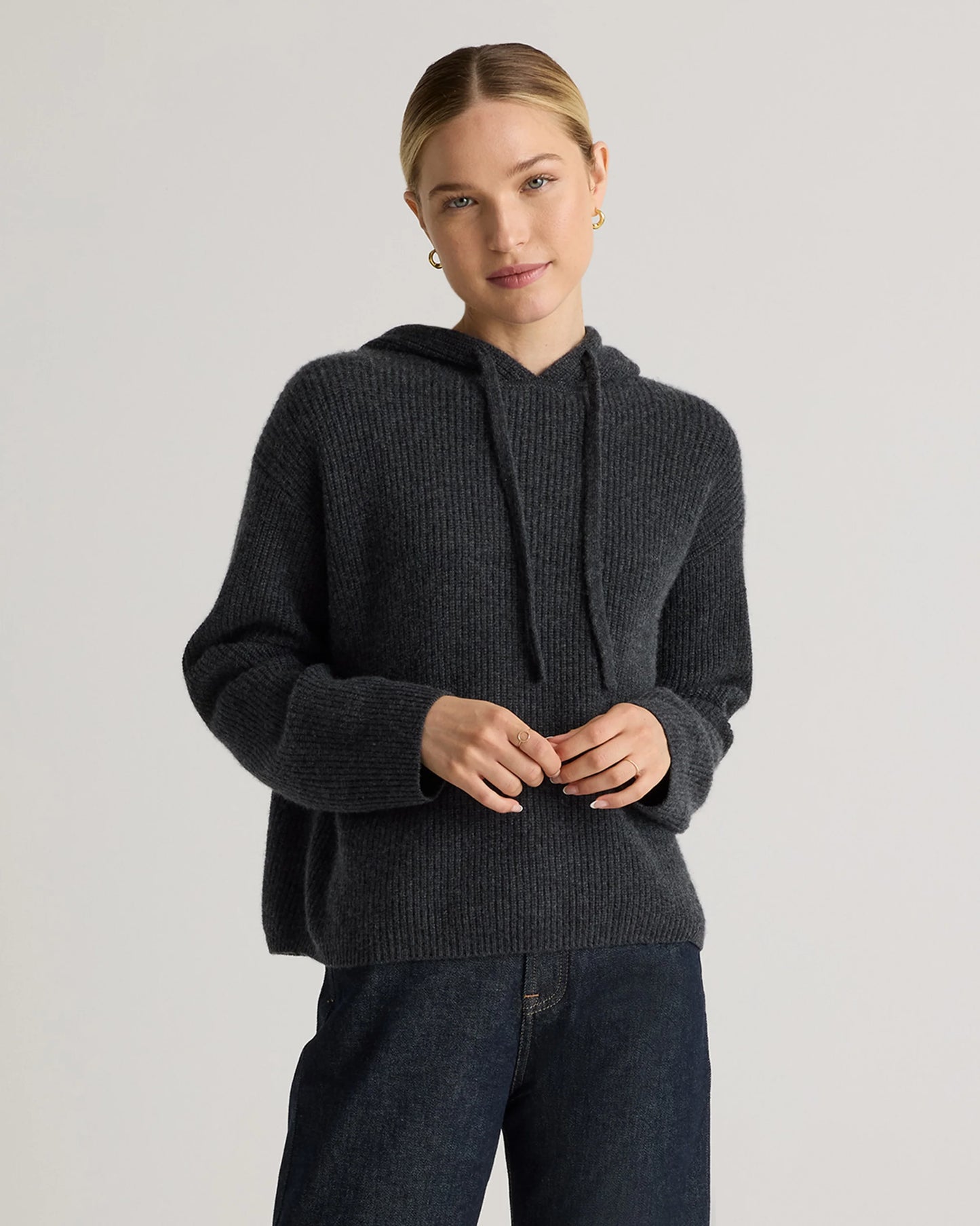 Mongolian Cashmere Fisherman Pullover Hoodie - XS / Heather Grey