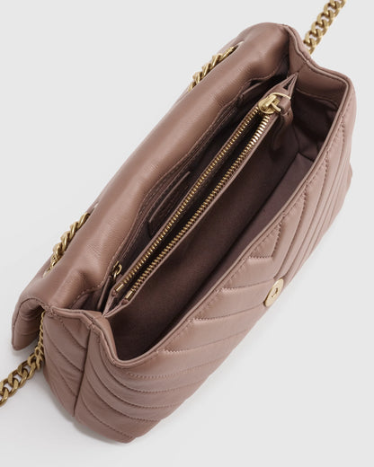Italian Leather Quilted Convertible Crossbody - One Size / Dark Taupe
