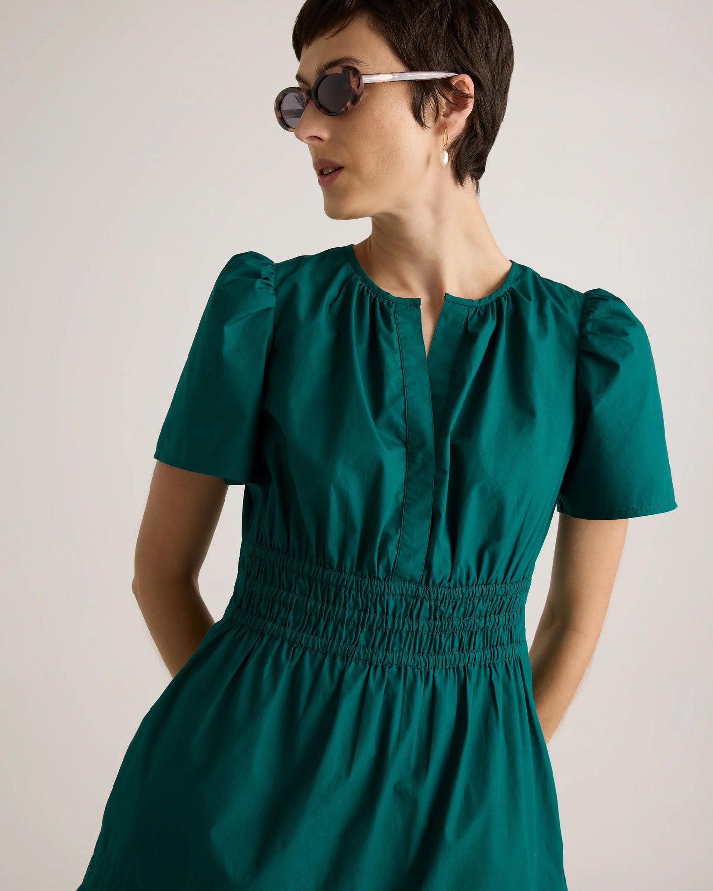 100% Organic Cotton Poplin Tiered Mini Dress - XS / Riviera Blue Heirloom Floral
