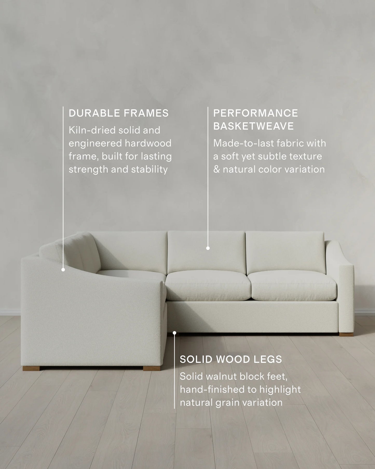 Hollis Slope Arm L Sectional in Performance Basketweave - 110x110 / Flax