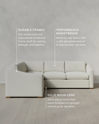 Hollis Slope Arm L Sectional in Performance Basketweave - 110x110 / Flax