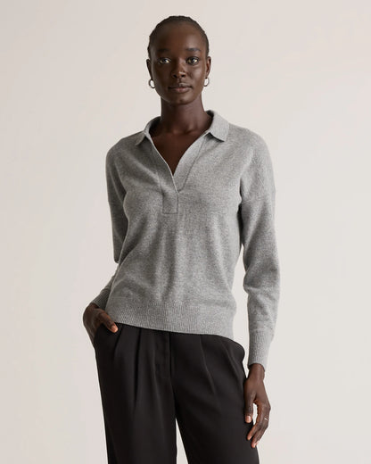Mongolian Cashmere Polo Sweater - XS / Pale Custard Yellow
