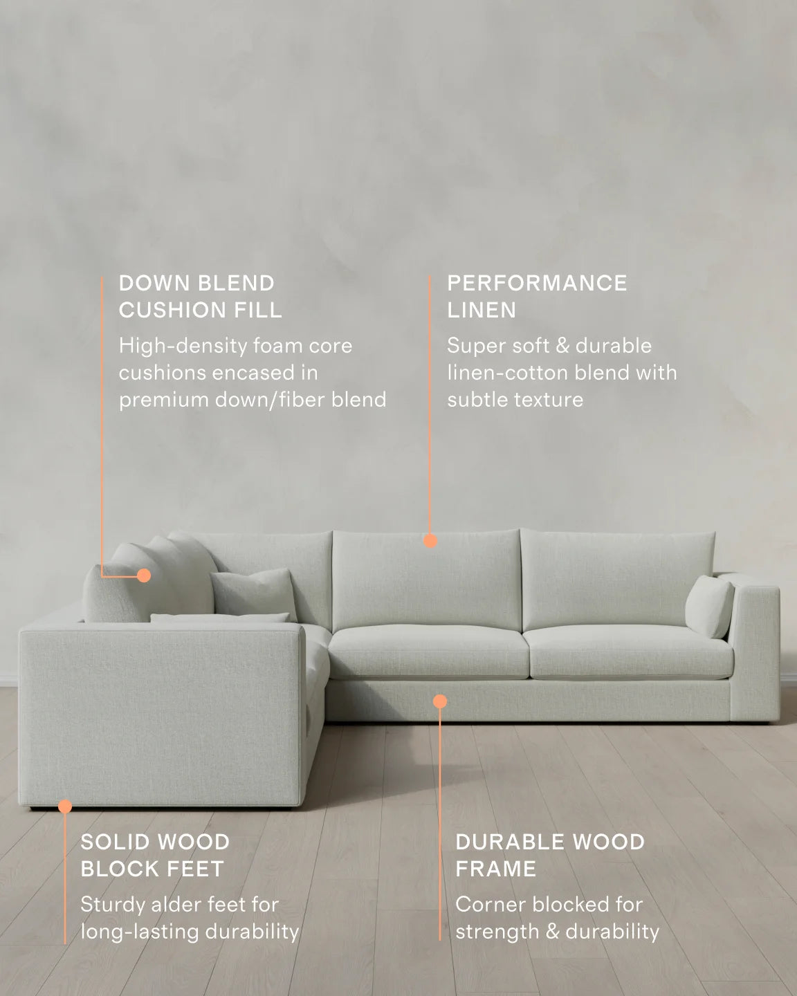 Oasis L Sectional in Performance Linen - One Size / Onyx
